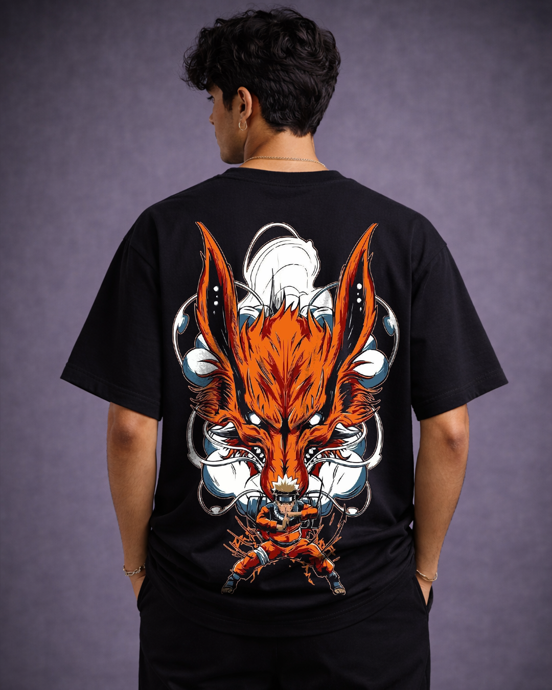 Nine-Tails Naruto Anime Graphic Oversized T-Shirt