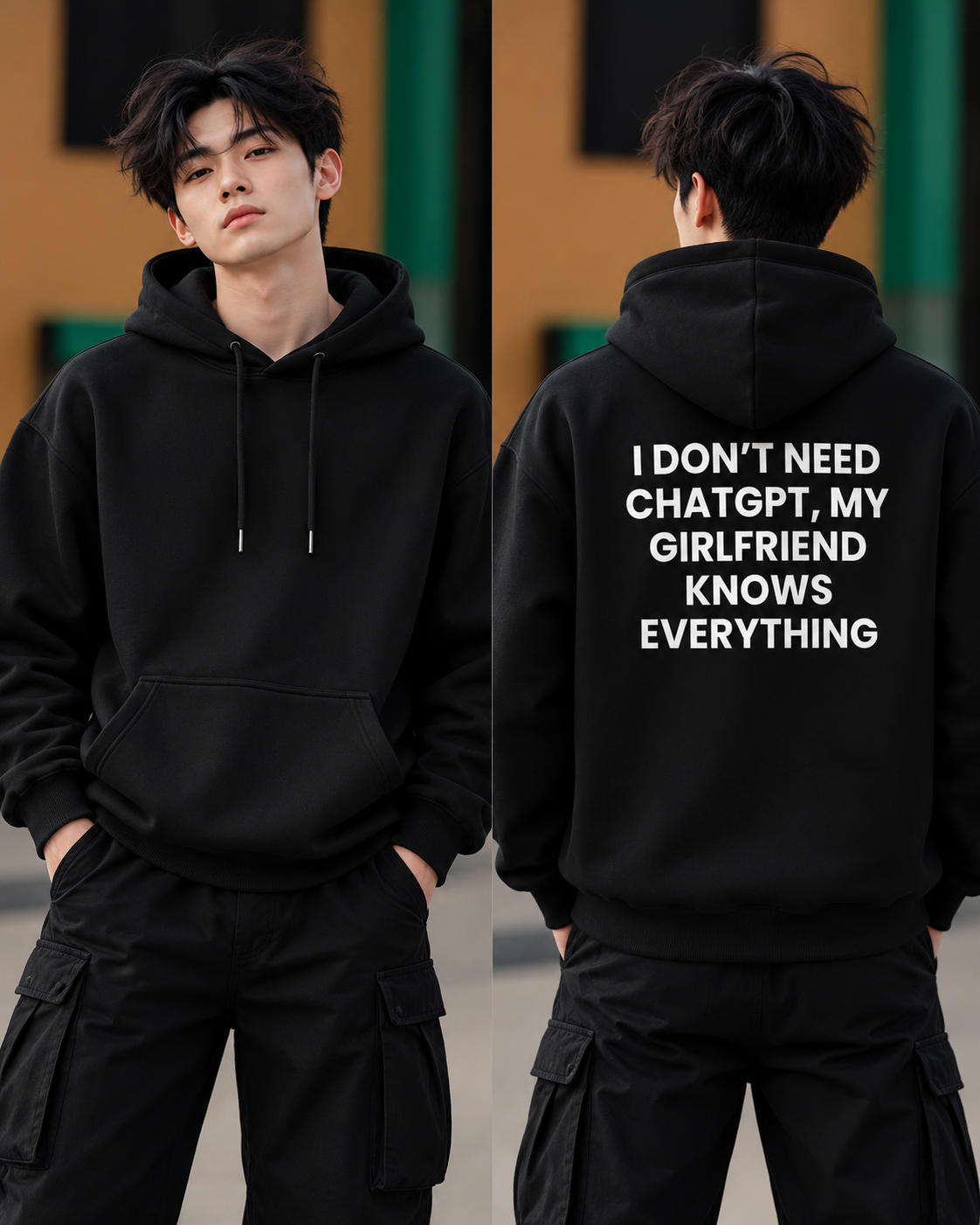 DVANS I Don't Need ChatGPT Girlfriend Knows Everything Printed Black Hoodie