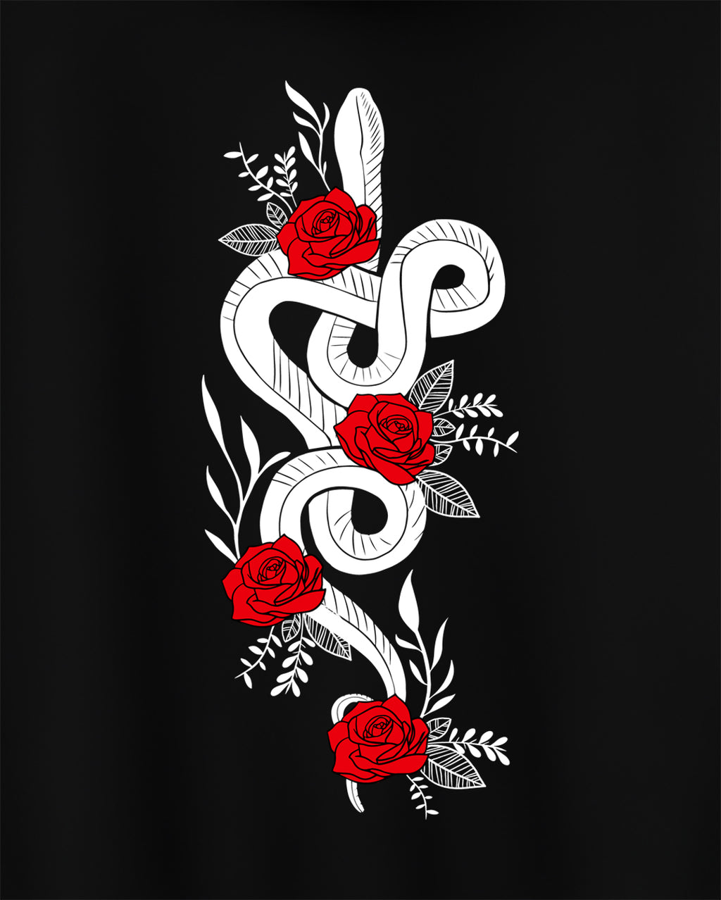 Serpent Roses Premium Hoodie – Black | Elegant Snake & Red Rose Streetwear Design