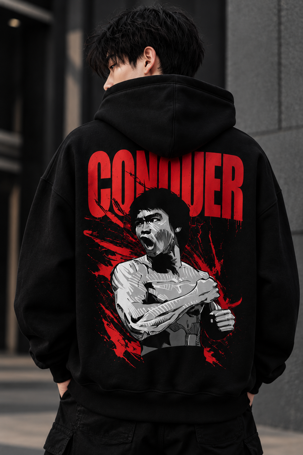 DVANS Conquer Graphic Printed Hoodie – Black | Regular Fit