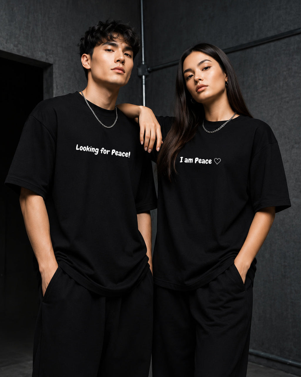 Looking for Peace & I Am Peace Matching Couple T-Shirt | Premium Cotton Couple Tee