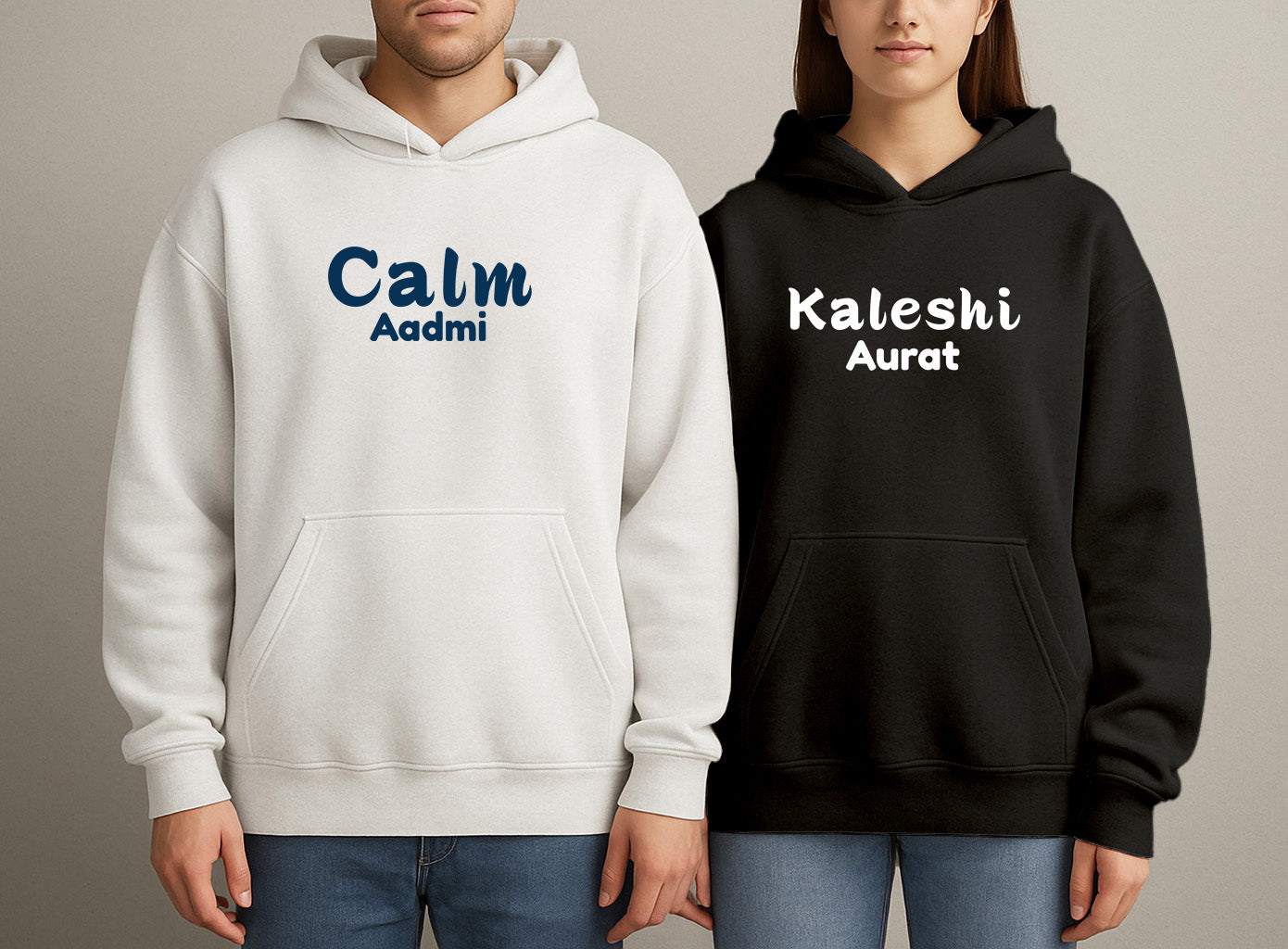 Calm Aadmi & Kaleshi Aurat – Couple Hoodies