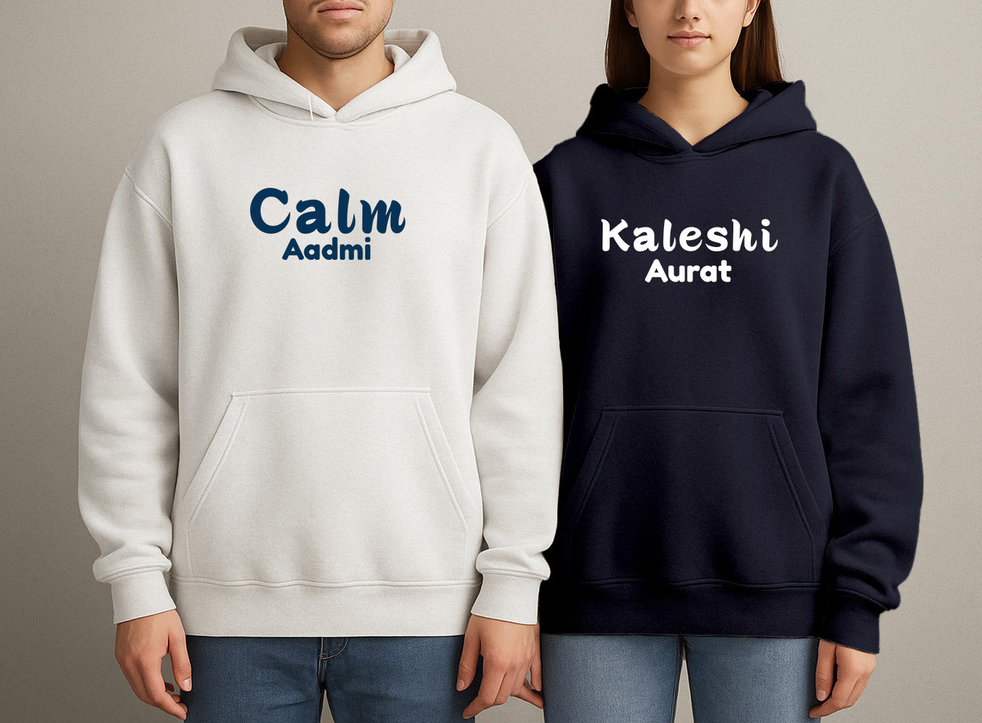 Calm Aadmi & Kaleshi Aurat – Couple Hoodies