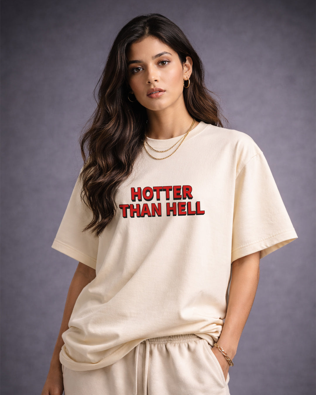 Hotter Than Hell Graphic Tee – Retro 3D Typography T-Shirt