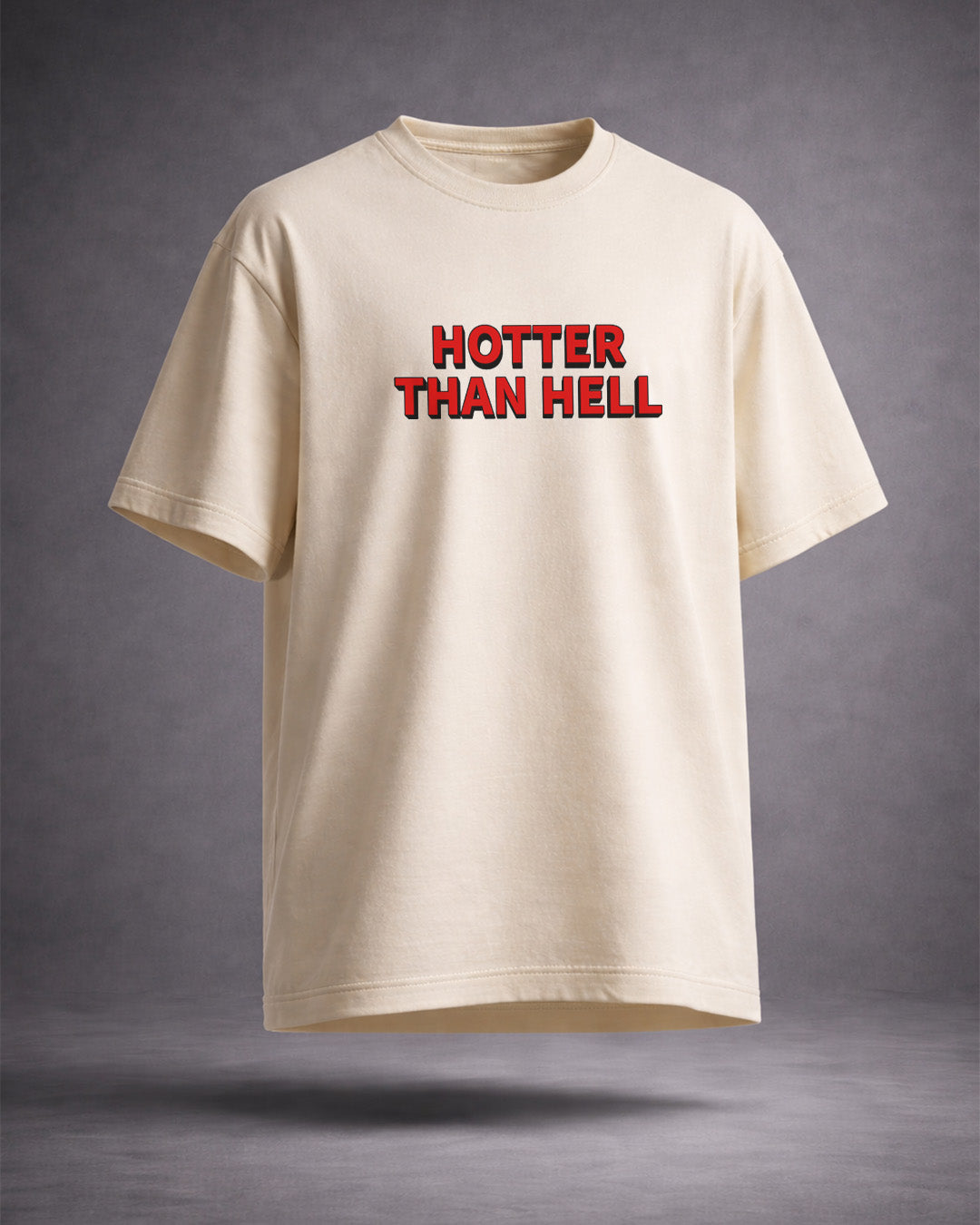 Hotter Than Hell Graphic Tee – Retro 3D Typography T-Shirt