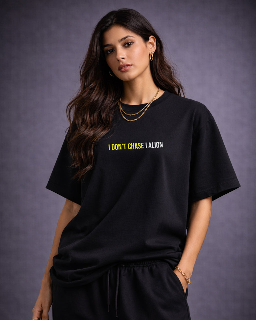 I Don’t Chase I Align Oversized T-Shirt – Manifestation Streetwear