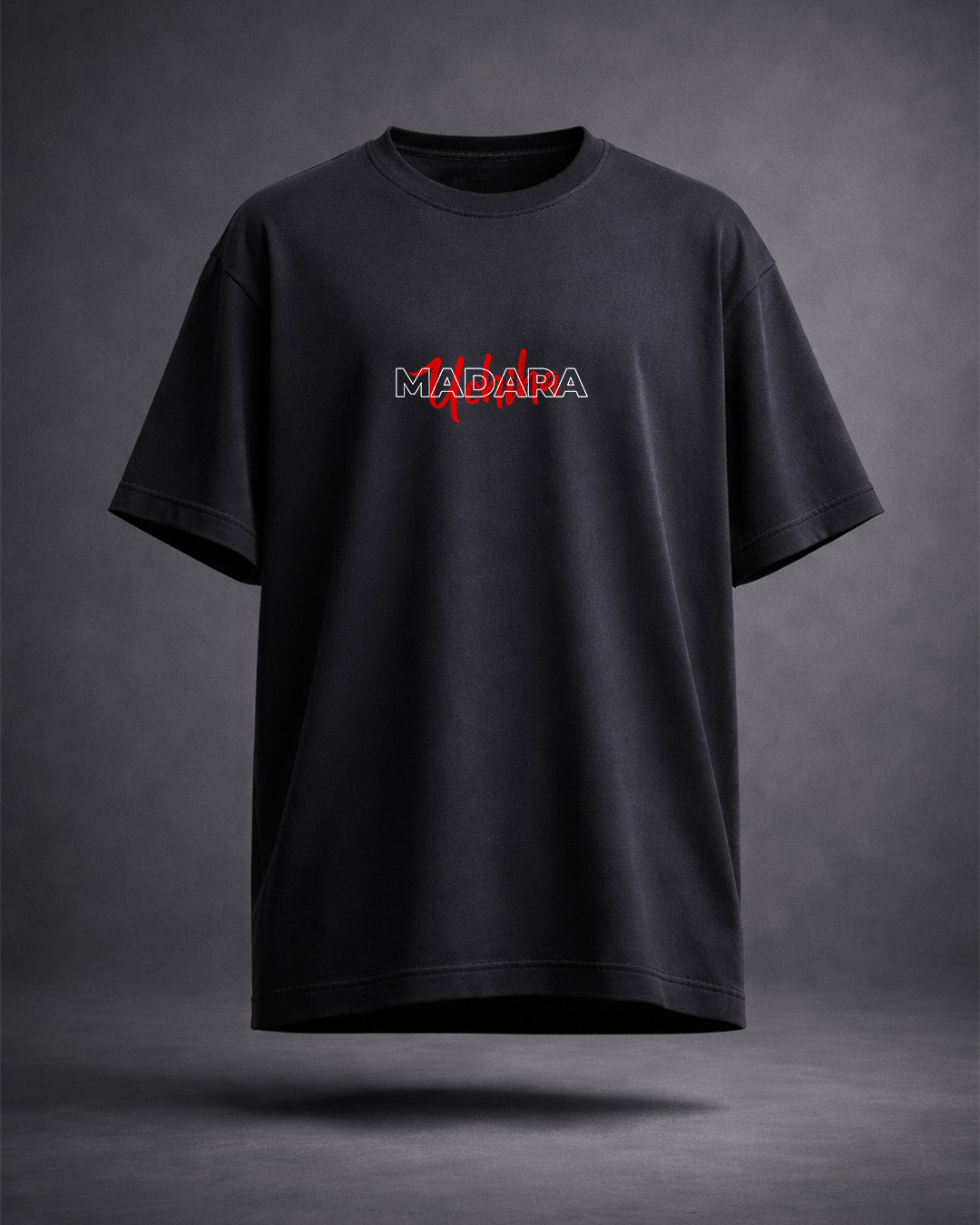 Men Regular Fit Printed Round Neck Black T-Shirt (Madara Uchiha Anime Print)