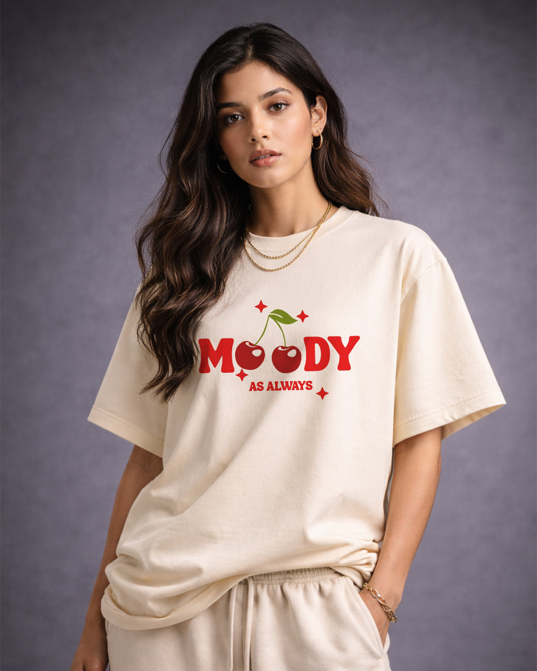 Moody As Always Oversized Cherry Tee – Coquette Streetwear Aesthetic