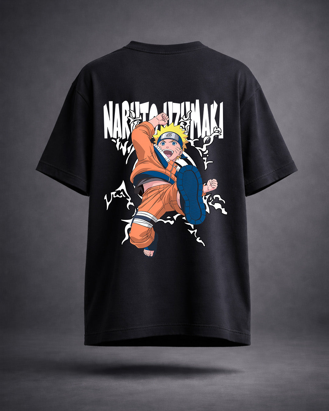Naruto Uzumaki "Ninja Spirit" Regular Fit Cotton T-Shirt - Black