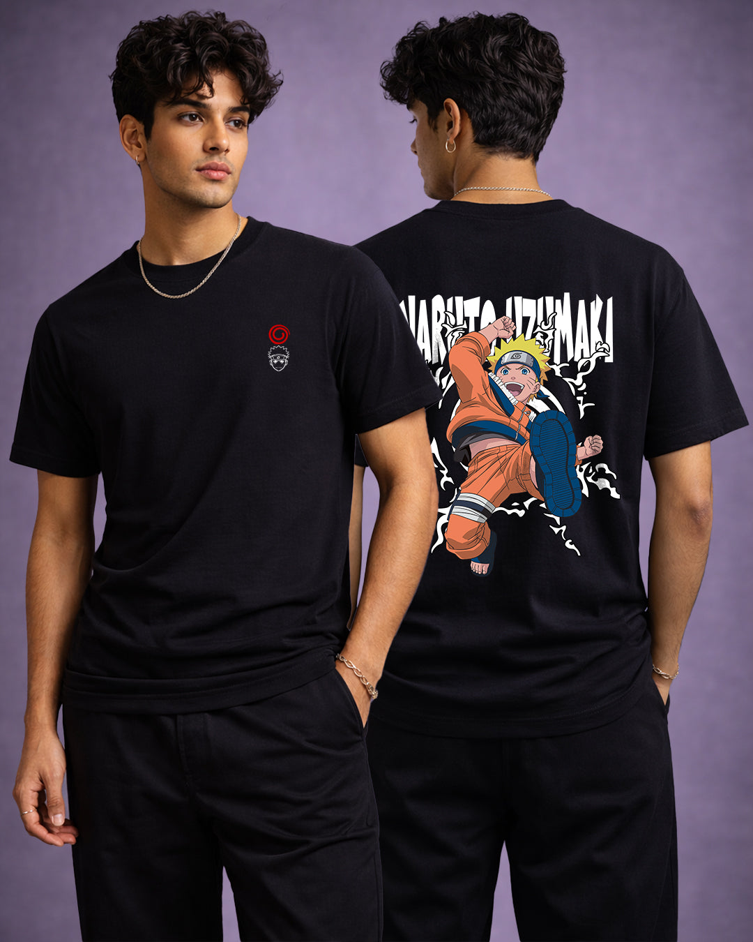 Naruto Uzumaki "Ninja Spirit" Regular Fit Cotton T-Shirt - Black
