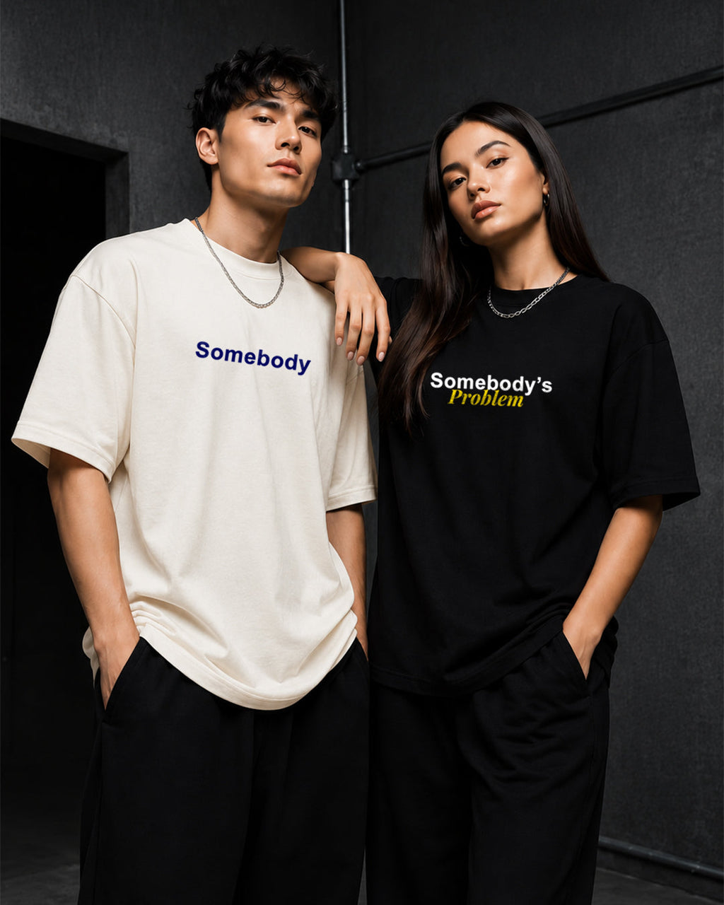 Somebody & Somebody's Problem Matching Couple T-Shirt | Premium Cotton Couple Tee