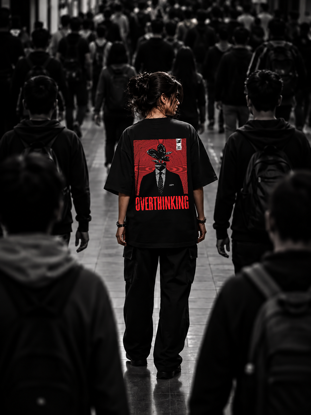 DVANS Overthinking Graphic Oversized T-Shirt | Red & Black Streetwear Tee