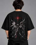 DVANS Fallen Angel Graphic Oversized T-Shirt | Black Gothic Streetwear Tee