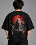 DVANS Japanese Samurai Graphic Oversized T-Shirt | Red Moon Black Streetwear Tee