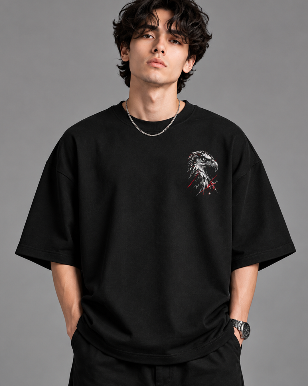 DVANS Eagle Fury Graphic Oversized T-Shirt | Black Streetwear Tee