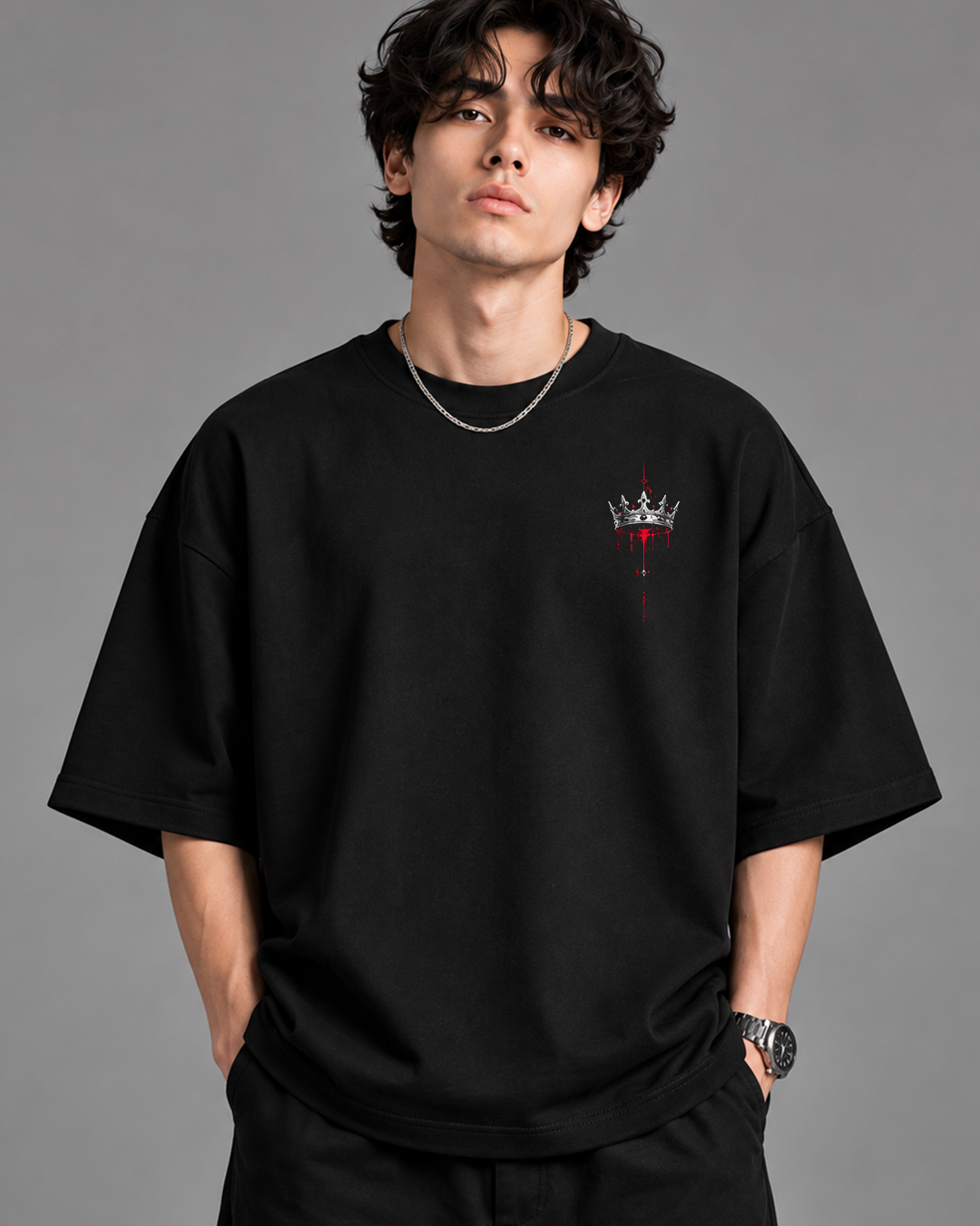 DVANS Royal Crown Graphic Oversized T-Shirt | Black & Red Streetwear Tee
