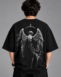 DVANS Angel Wings Graphic Oversized T-Shirt | Black & White Streetwear Tee