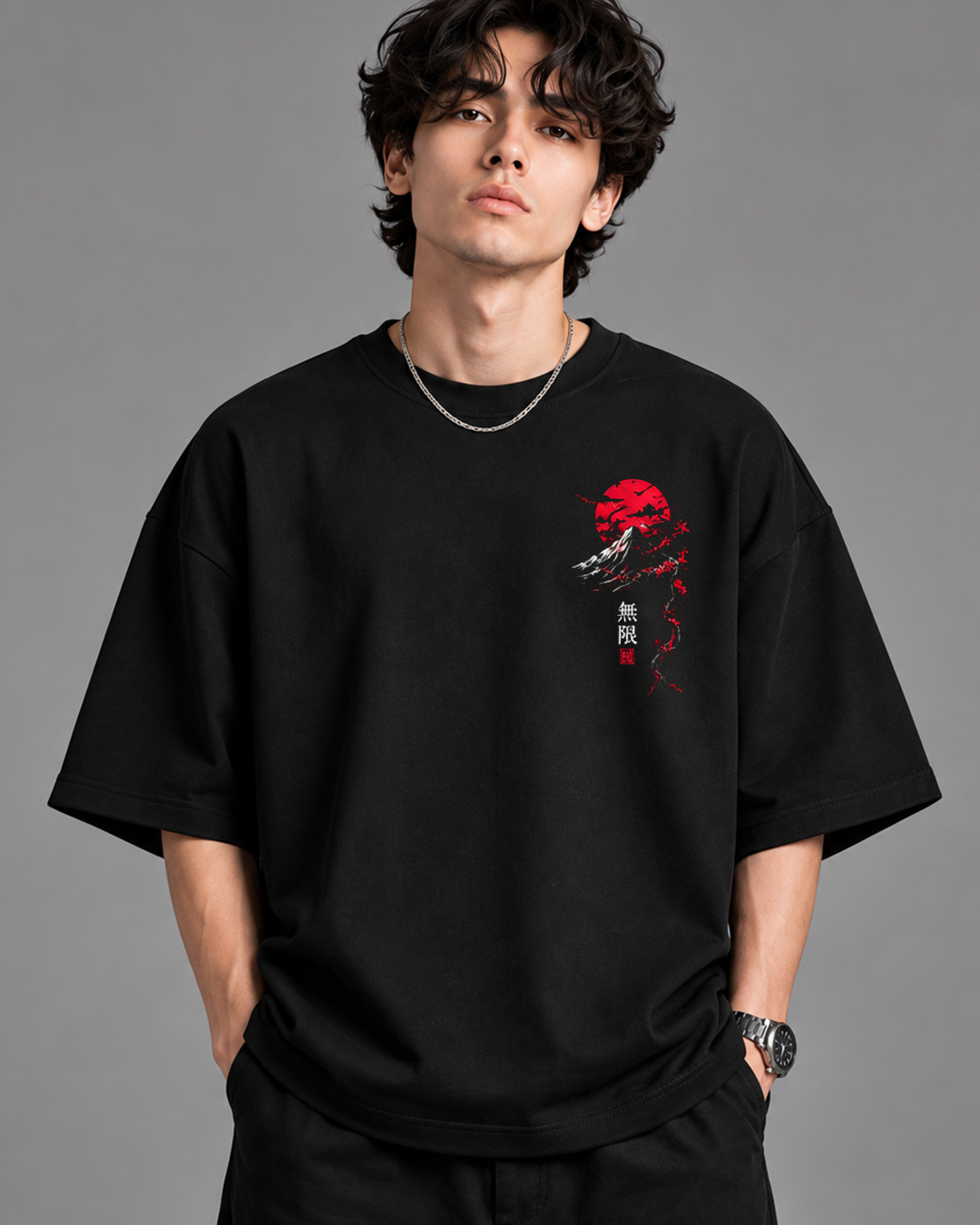 DVANS Infinity Mountain Graphic Oversized T-Shirt | Black Japanese Streetwear Tee