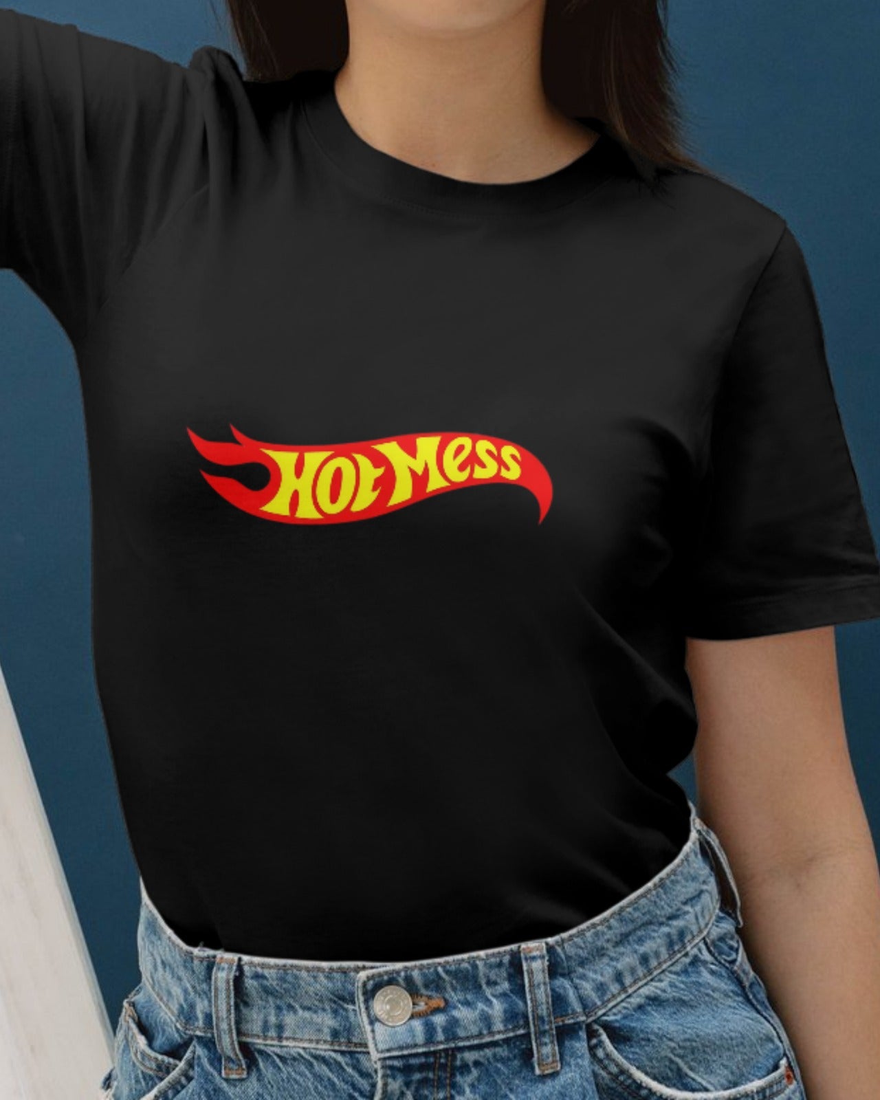 Women's Cotton Regular Fit Hot Mess Printed T-Shirt