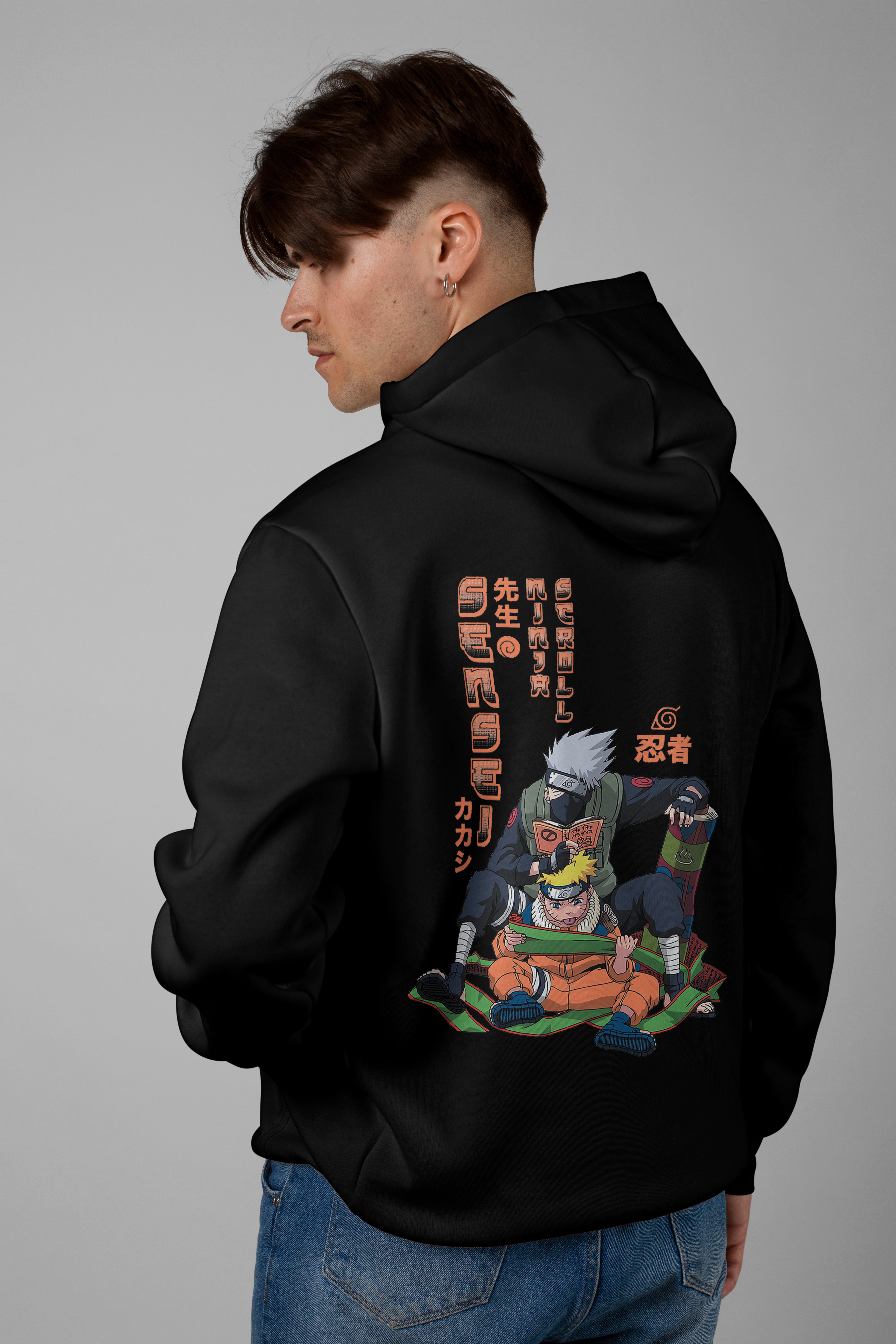 Kakashi Anime Print Hoodie | Naruto Ninja Oversized Hoodie for Men | Back Printed Streetwear